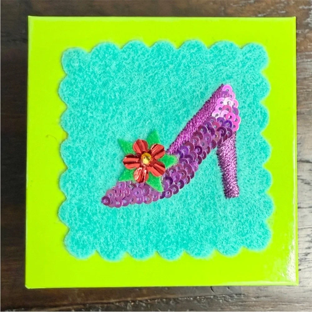 Michael Simon Santa High Heel Shoe Ornament RARE Hand Sewn Beaded New in Box